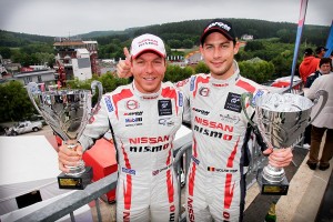 Sir Chris Hoy (left) and Wolfgang Reip on the podium at Spa