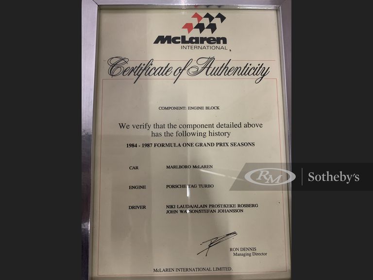 A subasta el motor TAG Turbo del McLaren de Prost