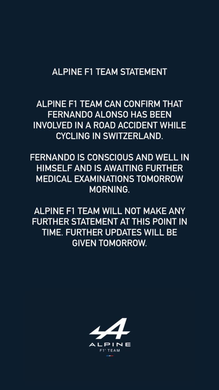 Fernando Alonso, atropellado mientras entrenaba en bicicleta