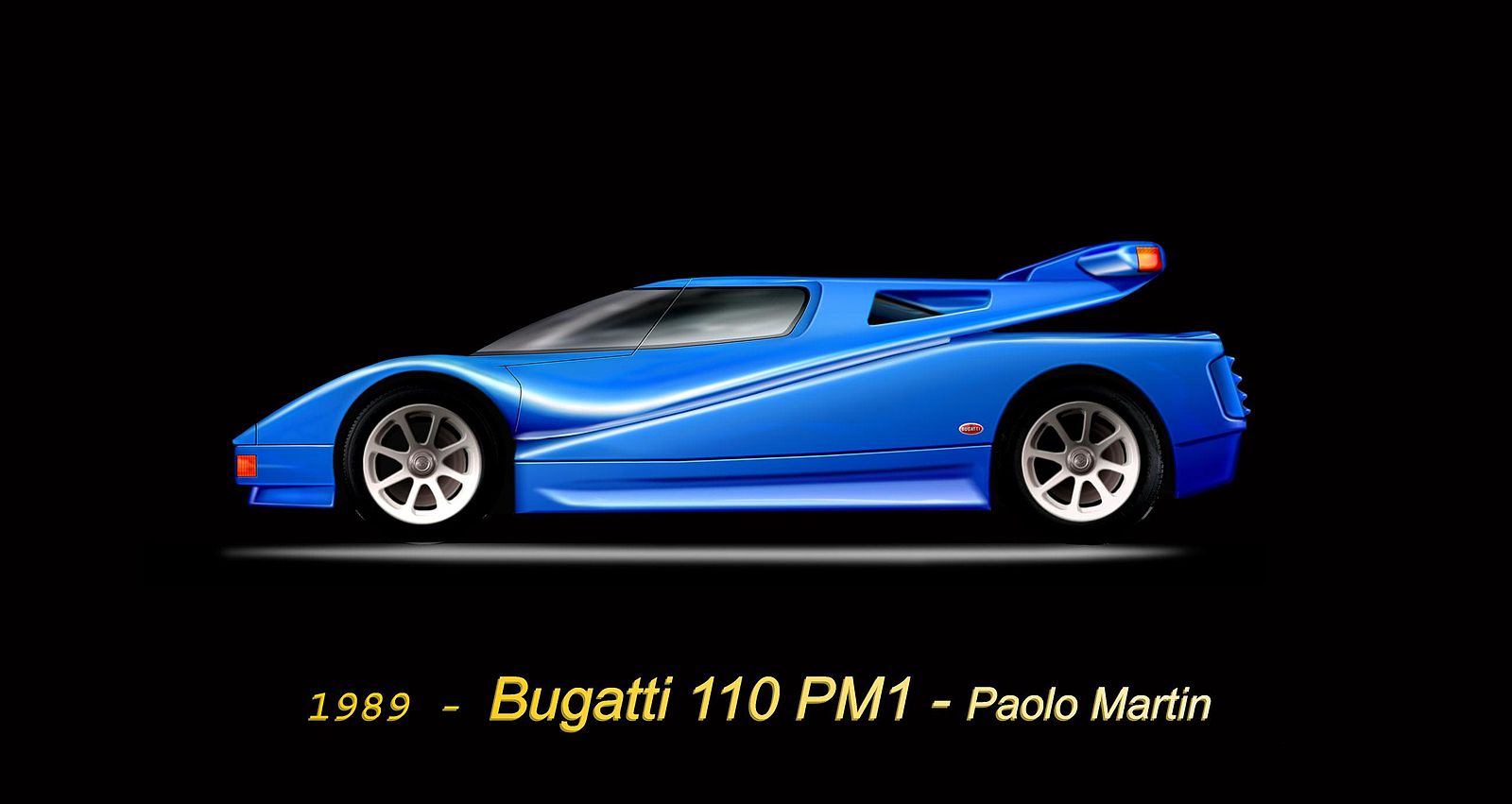 Uno de los diseños conceptuales de Bugatti EB 110 de 1989 de Paolo Martin