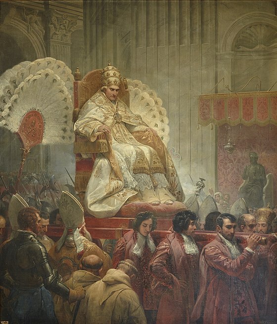 El papa Pío VIII en la silla gestatoria