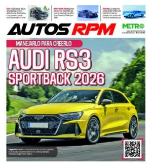 Portada del suplemento semanal Autos RPM de Publimetro con un Audi RS3 Sportpack amarillo