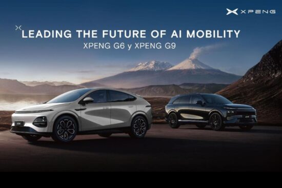Arte lanzamiento de XPENG G6 y G9 SUVs eléctrico mostrando diseño aerodinámico moderno