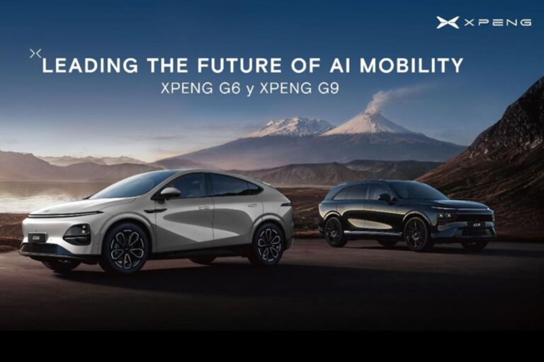 Arte lanzamiento de XPENG G6 y G9 SUVs eléctrico mostrando diseño aerodinámico moderno