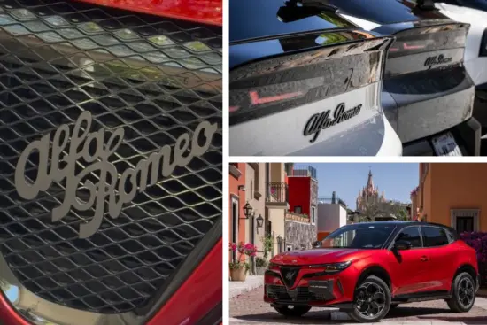 Alfa Romeo Junior rojo estacionado mostrando diseño lateral y parrilla icónica italiana