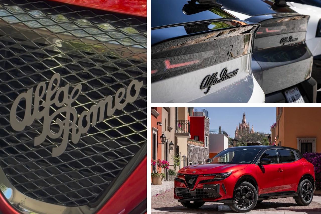 Alfa Romeo Junior rojo estacionado mostrando diseño lateral y parrilla icónica italiana