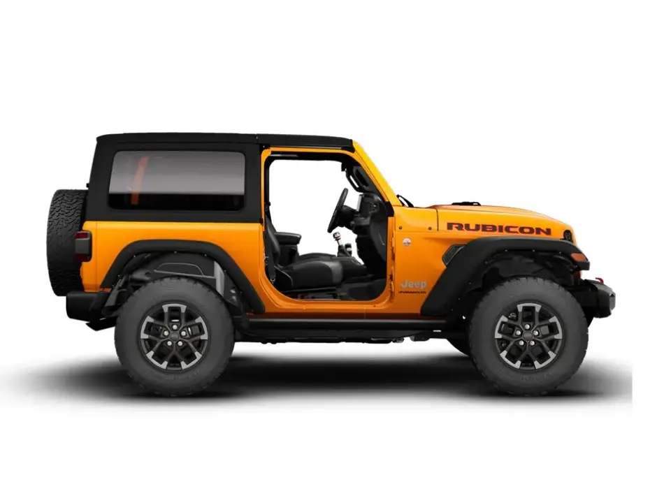 Jeep Wrangler Rubicon Joose 2026 el ícono todoterreno se viste de naranja en México Memo Lira Jeep Wrangler Rubicon de color naranja con la puerta del conductor abierta en el que se aprecia el interior negro y su robusto diseño todoterreno