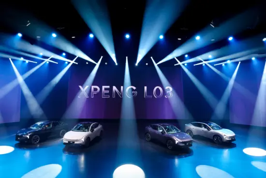 La presentación del nuevo XPENG L03, en el Showpalast de Múnich, Alemania.