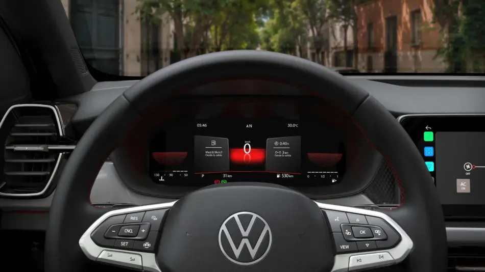Interior Nuevo Taigun Memo Lira Interior del Volkswagen Taigun con pantalla táctil de 10 pulgadas y cuadro de instrumentos digital